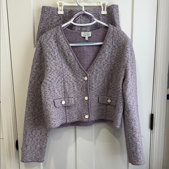 & Other Stories Other - & Other Stories Lavender Tweed Cropped Button Cardigan